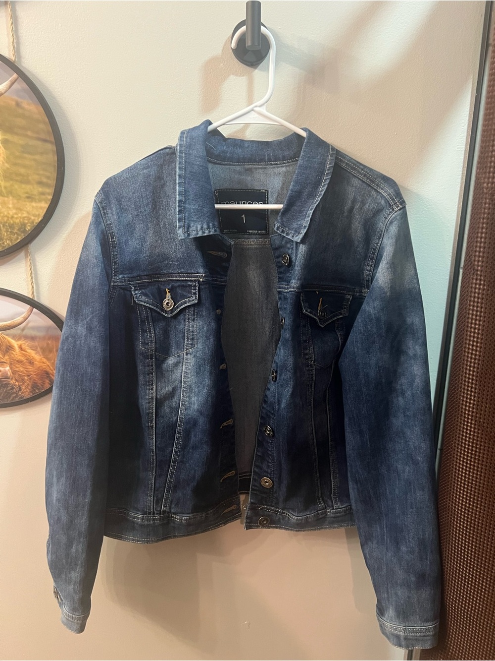Maurices Blue Denim Jacket with Contrast Stitching